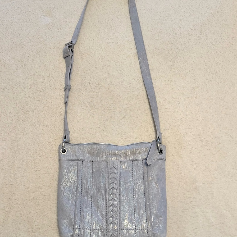American Leather Co Crossbody Bag Shimmer Grey - Picture 6 of 11